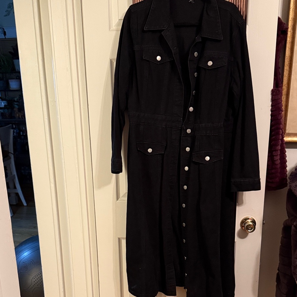 Black Long Denim Coat
